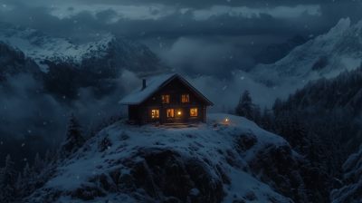 Cozy Cabin in the Snow