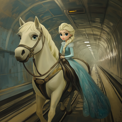 Spirit and Elsa in the Subway