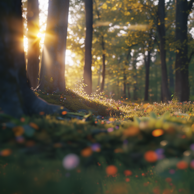 Serene Forest in Golden Light