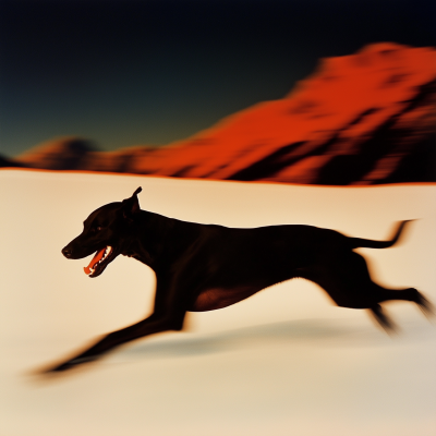 Doberman in Snowy Terrain