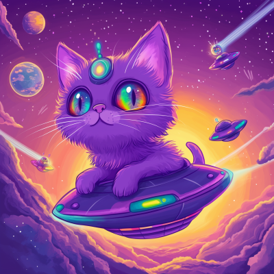 Quirky Alien Cat in Space