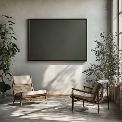 Empty Black Frame in Vintage Room