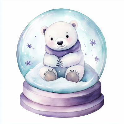 Cute Polar Bear in Snowglobe