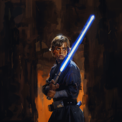 Younger Luke Skywalker with Lightsaber