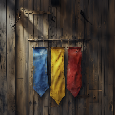 Clan Banners on Wooden Wall