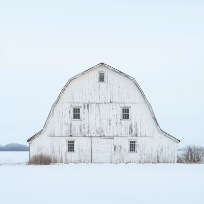 Snowy White Barn