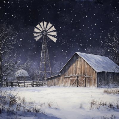 Winter Barn Scene