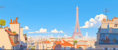 Pixar Style Paris Skyline