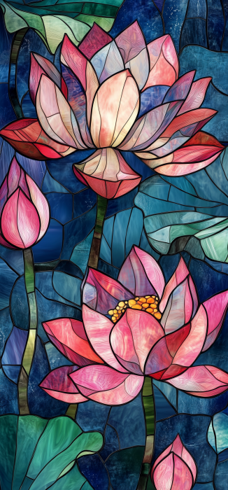 Lotus Bloom Stained Glass Wallpaper