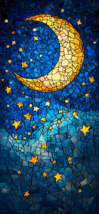 Moon and Stars Stained Glass