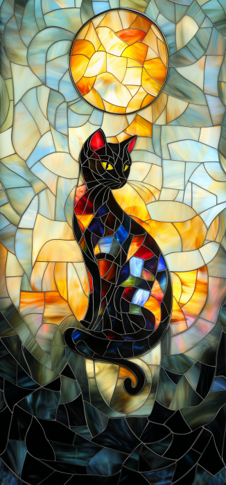 Stained Glass Black Cat