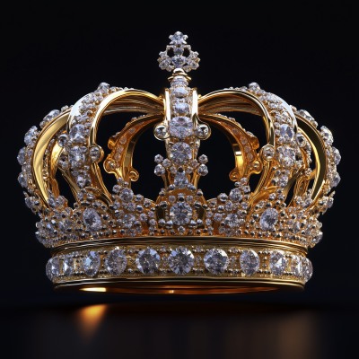 Realistic Gold Crown with Diamonds