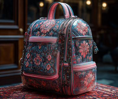 Transparent Backpack with Carpet Patterns