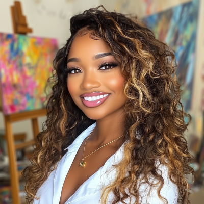 Glamorous Portrait in Art Studio