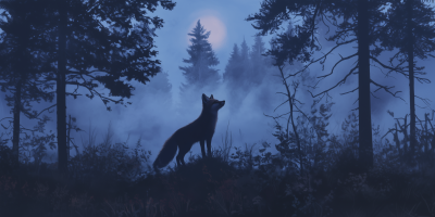 Mysterious Fox in Fog