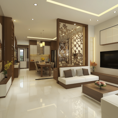 Modern Open Kitchen Hall Design