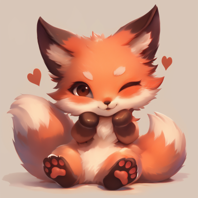 Cute Baby Fox in Chibi Style