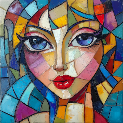 Colorful Cubist Portrait