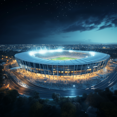 Futuristic Stadium at Night