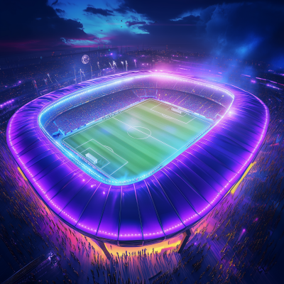 Futuristic Soccer Stadium at Night