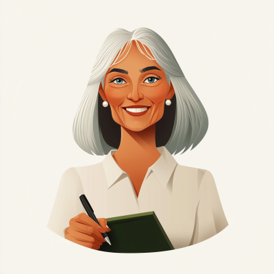 Smiling Woman Writing