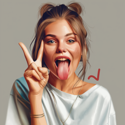 Girl Showing Peace Sign