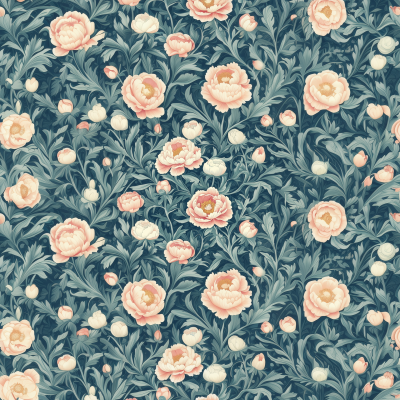 William Morris Style Peonies Design