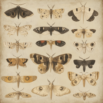 Vintage Moths Illustration
