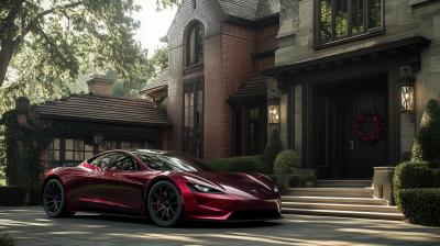 Tesla Roadster in Cherry Midnight Color