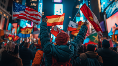 Diverse Celebration in Times Square