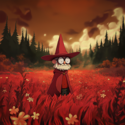 Mystical Mage in a Red Field