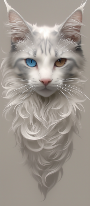 Calm European White Cat Portrait