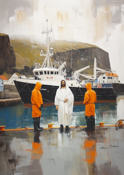 Minimalist Jesus and Fishermen