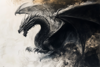 Realistic Black Dragon Drawing
