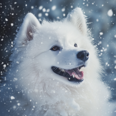 Samoyed Dog in Snow