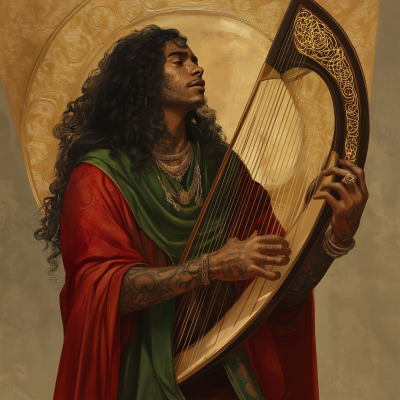 Druid Playing Harp
