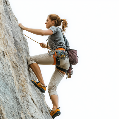 Female Mountaineer Climbing