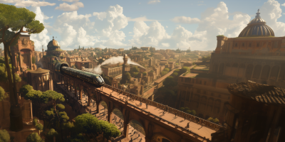 Steampunk Monorail Station
