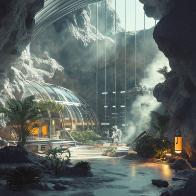 Futuristic Greenhouse on the Moon