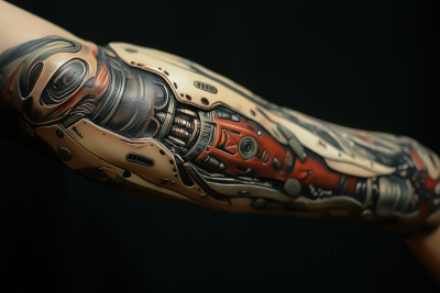 Biomechanical Limb Tattoo Design