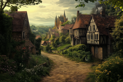 Old English Village Landscape