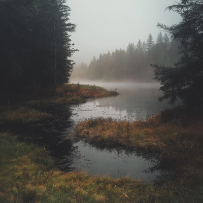 Foggy River Forest