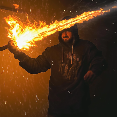 Warrior with Flaming Sword