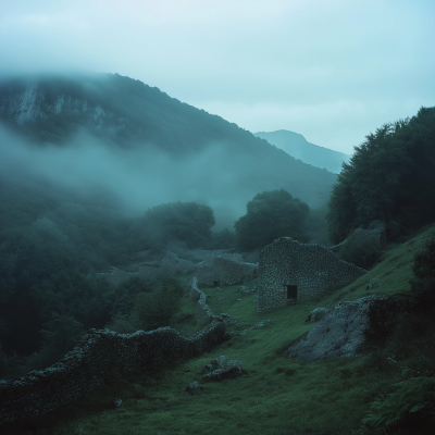 Medieval Settlement in Fog