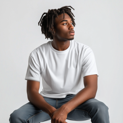 Man in White T-shirt Mockup