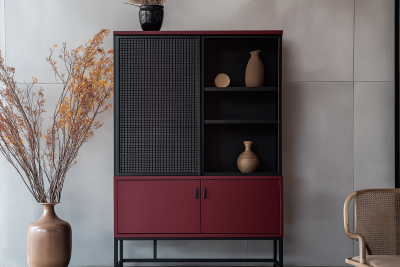 Minimalist Maroon Cabinet