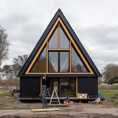 Carpenters Installing a Triangle Flag Window