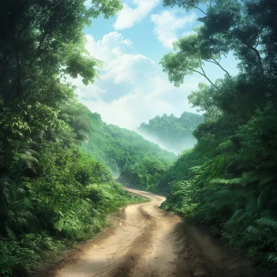 Dirt Road Through Jungle