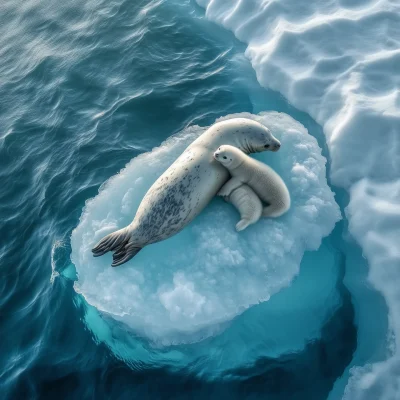 Seal and Cub on Iceberg