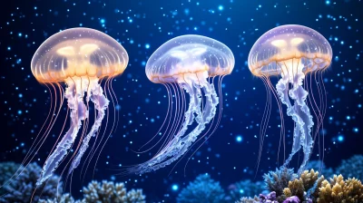 Jellyfish Above Coral Reef